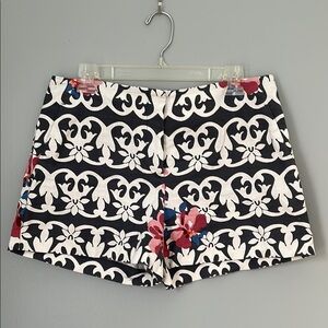 LOFT Women’s Shorts: Black and White Floral, Size 4